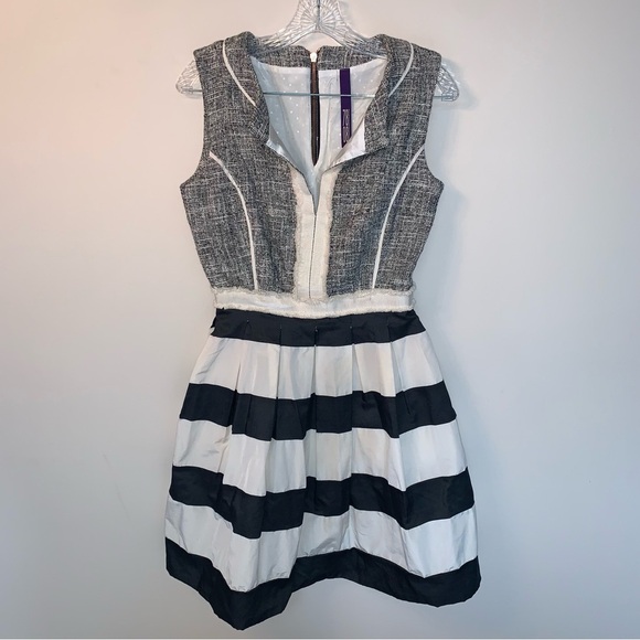 Settantotto Zerotto Gray and Black Fit and Flare Mini Dress S - Picture 1 of 9